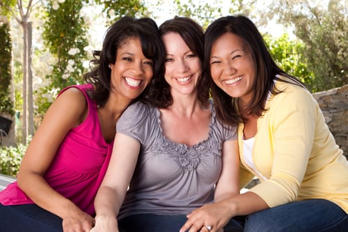 women friends smiling